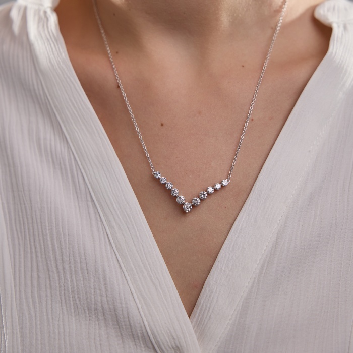 Additional Image 3 for  2 1/6 ctw Round Lab Grown Diamond Chevron Fashion Necklace